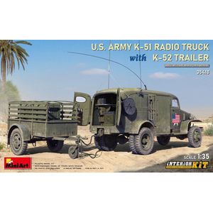 1:35 MiniArt 35418 U.S. Army K51 Radio Truck with K52 Trailer - Interior Kit Plastic Modelbouwpakket