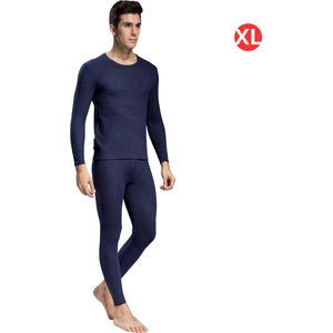 Thermokleding Set - Thermobroek - Thermoshirt - Thermo - Beenverwarmers - Voor Heren - Fleece - Broek + Shirt - Blauw - Maat S