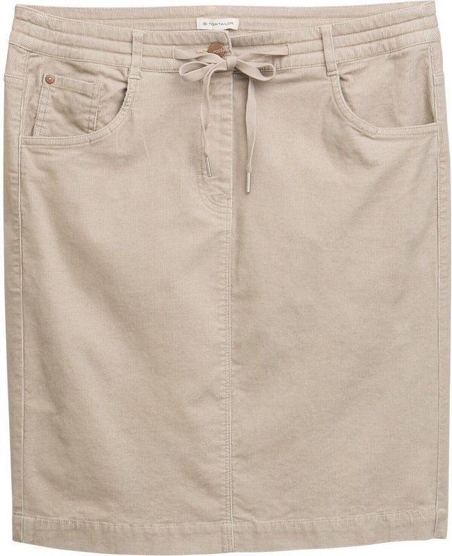 TOM TAILOR - Rok - Taupe - Corduroy - Knielengte - Normale Pasvorm