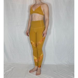 Rooz sportswear - oker geel - glitters - fitness -yoga - sport set - legging - high waist - dames - sportlegging - maat s