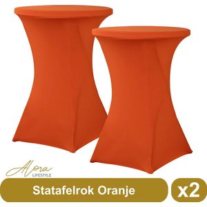 Statafelrok luxe oranje per 2 – statafelhoes – Koningsdag – EK voetbal - stretch – statafel tafelrok – staantafelhoes – geschikt voor horeca evenementen – sta tafel hoes – staantafelhoes – trouwerij – bruiloft – statafelrokken