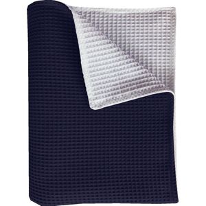 BINK Bedding wiegdeken Pique (Wafel) dubbelzijdig marine/wit 75 x 100 cm