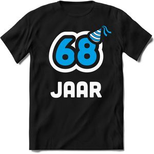 68 Jaar Feest kado T-Shirt Heren / Dames - Perfect Verjaardag Cadeau Shirt - Wit / Blauw - Maat S