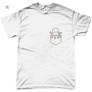 T-shirt - met opdruk - octopus in borstzakje - wit - M