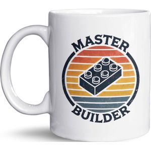 NietMokken.nl - Grappige Master Builder mok - Retro stijl beker met bouwstenen design - Leuk cadeau voor bouw- en LEGO fans - Vaatwasser- en magnetronbestendig