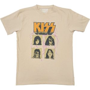 Kiss - Lightning Photo Heren T-shirt - S - Beige
