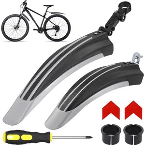 Fietsspatbordenset, universele spatborden, mountainbike met 2 rode reflectorstickers, instelbaar, voor achter spatborden, bescherming voor 24-29 inch MTB racefiets