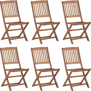 vidaXL Tuinstoelen - Set van 6 - Inklapbaar met kussens Tuinstoel - Buitenstoel - Acacia Hout - Vouwstoel - Ligstoel