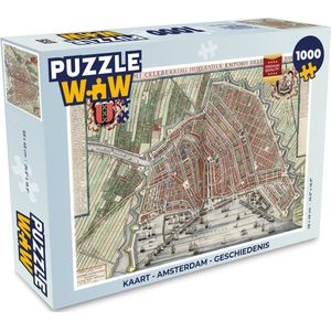 Puzzel Kaart - Amsterdam - Geschiedenis - Legpuzzel - Puzzel 1000 stukjes volwassenen