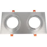 LED line Inbouwspot - Dubbel - Vierkant - AR111 Fitting - 360 x 180 mm - Aluminium