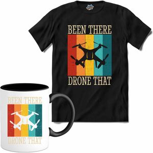 Been there drone that | Drone met camera | Mini drones - T-Shirt met mok - Unisex - Zwart - Maat M