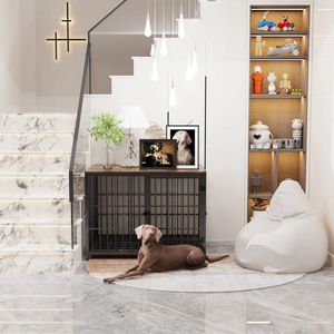 Hondenkennel - hondenhok - voor binnen - 107 cm lang - 81 hoog - meubelstuk met houten tafelblad - te verlengen - metalen hondenhok binnen