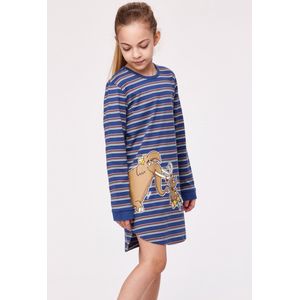 Woody slaapkleed meisjes/dames - multicolor gestreept - mammoet - 232-10-POL-S/904 - maat 140