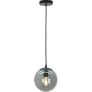 Olucia Dolf - Design Hanglamp - Glas/Metaal - Grijs;Zwart - Rond - 20 cm