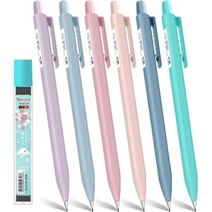 Potlodenset 6 stuks pastel - esthetische kleuren - voor tekenen en schrijven