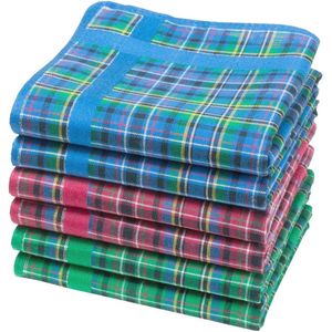 Meerkleurige Schotse Zakdoeken - 100% Katoen - 6 Stuks - Klein Formaat 28 cm