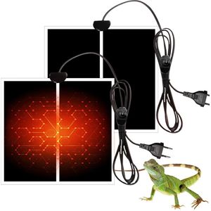 Reptielen Verwarmingsmat - instelbaar warmtekussen voor terrarium - 2 stuks, geschikt voor reptielen schildpadden slangen hagedis gecko amfibieën - inclusief temperatuurregelaar (5 W) .