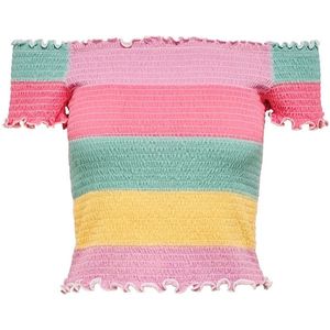 Only Elila Off Shoulder Smock Korte Mouw Top Veelkleurig M Vrouw