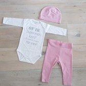 pyjama Baby pakje cadeau geboorte meisje jongen set met tekst aanstaande zwanger kledingset pasgeboren unisex  romper lange mouw wit en broekje| Huispakje | Kraamkado | Gift Set babyset kraamcadeau babygeschenkset
