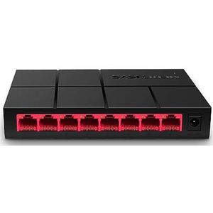 8-poorts Gigabit netwerk switch tot 2000 MBit/s met RJ-45 aansluitingen - Ventilatorloos, Plug-and-Play, Automatische snelheids- en duplexaanpassing