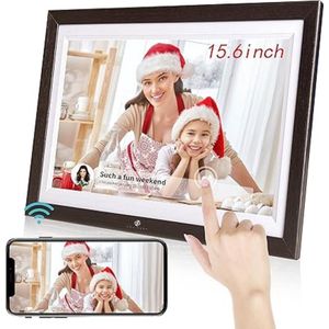 Equivera Digitale Fotolijst - 15.6 Inch - WiFi - Walnoot