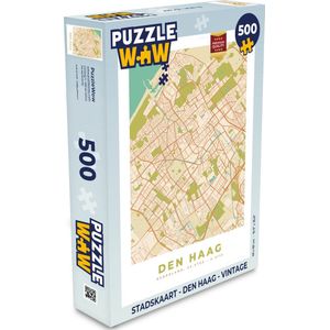 Puzzel Stadskaart - Den Haag - Vintage - Legpuzzel - Puzzel 500 stukjes - Plattegrond