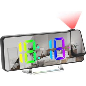 Projectie Alarmklok met RGB Kleuren en Digitale Weergave - 8,1 Inch, 180° Draaibaar, Dubbele Alarmfunctie, 12/24 Uur Weergave