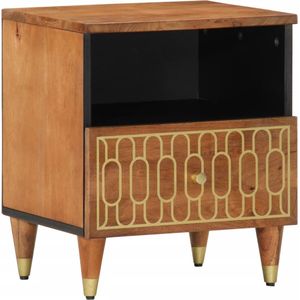 vidaXL - Nachtkastje - 40x33x46 - cm - massief - mangohout