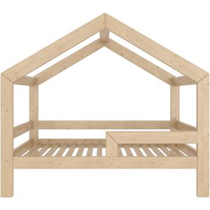 Need Sleep - Montessori Kinderbed Huisbed 90x190 cm - Naturel Hout - Peuterbed met Uitvalbescherming - Symmetrisch