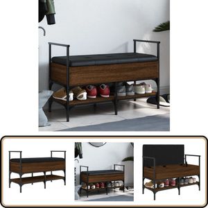 vidaXL Schoenenbank - Bruin Eiken - 85,5x42x57,5 cm Schoenenbank Vintage - Bankschrijn - Schoenzitplaats - Entree Meubilair - Houten Bank