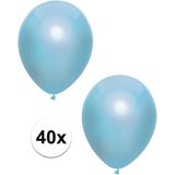 40x Blauwe metallic ballonnen 30 cm - Feestversiering/decoratie ballonnen blauw