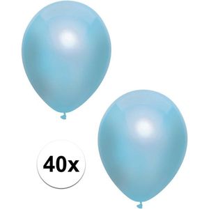 40x Blauwe metallic ballonnen 30 cm - Feestversiering/decoratie ballonnen blauw