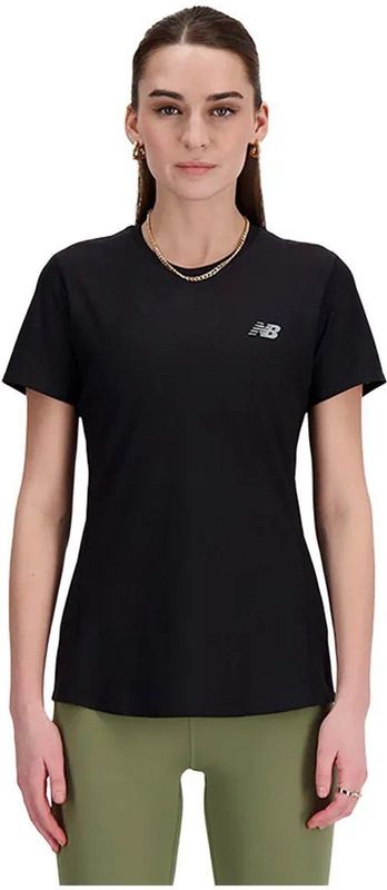 New Balance Jacquard Slim T-shirt Met Korte Mouwen Zwart L Vrouw