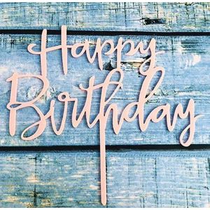 Akyol - Taart Topper happy birthday roze - happy birthday taart topper - taart topper happy birthday - taart topper happy birthday roze-roze – licht roze - Taart topper - Cake topper - Happy birthday - Verjaardagstaart topper - Verjaardag