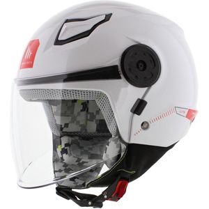 MT kinder jet helm solid glans wit YS