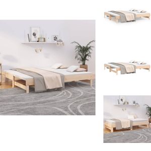 vidaXL Slaapbank - Slaapbanken Bedbank - Bed Bank - Slaap Bank - Slaapbank uitschuifbaar massief grenenhout 2x(90x200) cm