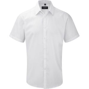 Russell Herenshirt met korte mouwen Visgraatwerk Shirt (Wit)
