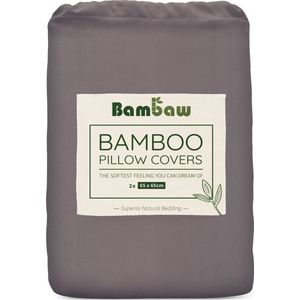 Bambaw - Luxe Bamboe Kussenslopen - Donkergrijs - 2x 65x65 cm - Hypoallergeen