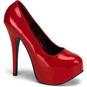 Teeze-06W Peeptoe pump with wide width red patent - (EU 46 = US 15) - Bordello