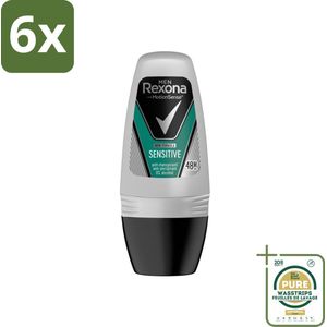 Rexona Men - Sensitive - Deo Roll-on - Anti-transpirant - 50 ml - Voordeelverpakking - 6 stuks - Gevoelige huid - Mannen