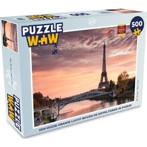 Puzzel Een mooie oranje lucht boven de Eiffeltoren in Parijs - Legpuzzel - Puzzel 500 stukjes