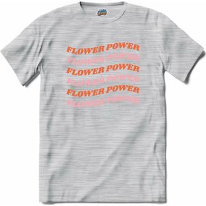 Flower power - T-Shirt - Heren - Donker Grijs - Gemêleerd - Maat S