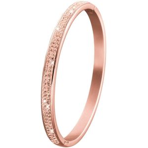 Lucardi Meisjes Bangle met plating - Ovaal - Kristal - Cadeau - Staal - Rosékleurig