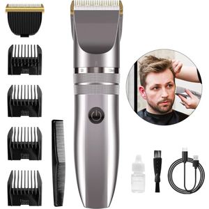 DailySupplies® Tondeuse Mannen Hoofdhaar - Baardtrimmer - Bodygroomer - Draadloos - Tondeuses - Zilver