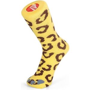 Luipaard sokken - Silly Socks - gele sokken met dieren print - maat 33 t/m 37