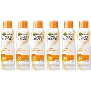 Garnier Ambre Solaire Dry Protect Zonnebrandspray SPF 20 - 6 x 200 ml - Zonder Alcohol -  Voordeelverpakking