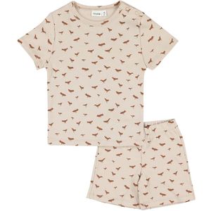 Trixie pyjama korte mouw biologisch katoen Babbling Birds 92-2j roze.
