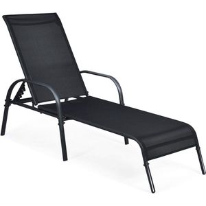 Zonneligstoel, tuinligstoel met 5 instelbare rugleuningstanden, ligstoel, tuinstoel, weerbestendig, relaxstoel voor het terras, tuin en aan het zwembad