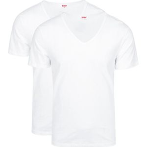 Levi's - T-Shirt V-Hals Wit 2-Pack - Heren - Maat XXL - Slim-fit