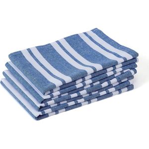 Homes Franca Blue Stripes keukendoeken, XL, 70 x 45 cm, set van 4 stuks, antibacteriële afwerking, katoen, absorberend voor het reinigen en snel drogen van borden
